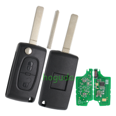 For Peugeot 2 button flip remote key with VA2 307 blade 433Mhz ID46 PCF7961 Chip ASK Model