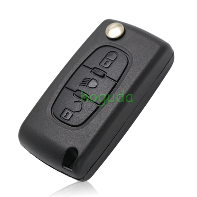 For Peugeot 3 button flip remote key with VA2 307 blade (With Light button)  433Mhz ID46 PCF7961 Chip FSK Model