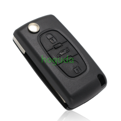 For Citroen 3 button flip remote key with HU83 407 blade ( With trunk button) 433Mhz ID46 PCF7961 Chip FSK Model