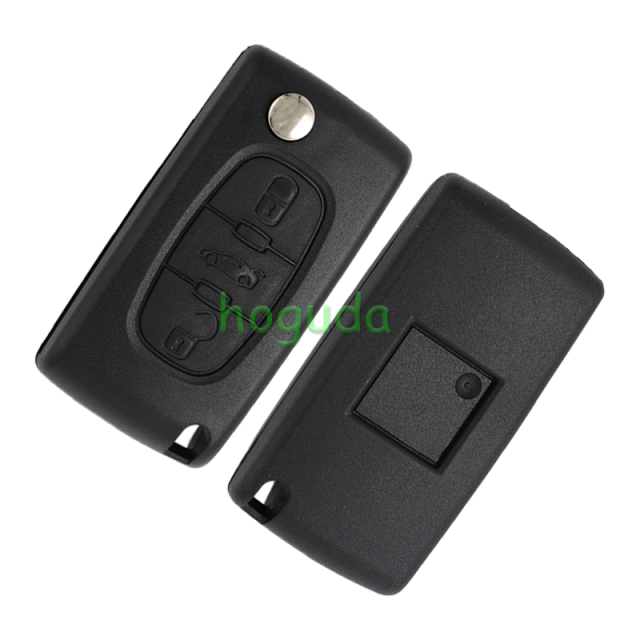 For Citroen 3 button flip remote key with HU83 407 blade ( With trunk button) 433Mhz ID46 PCF7961 Chip FSK Model