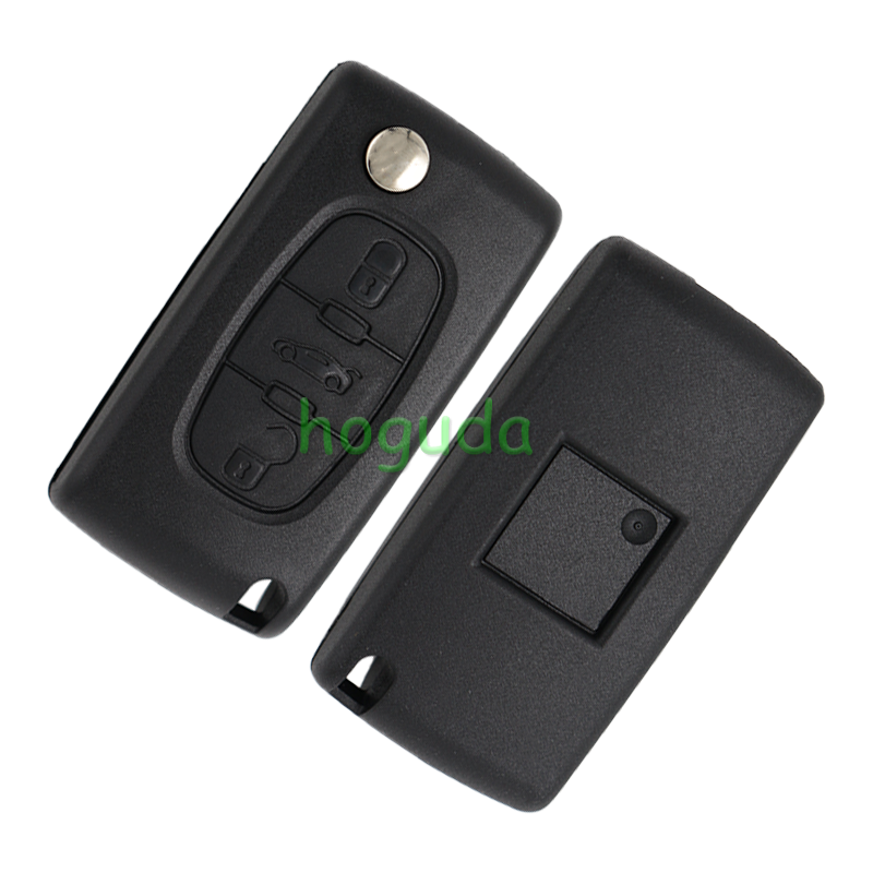 For Citroen 3 button flip remote key with HU83 407 blade ( With trunk button) 433Mhz ID46 PCF7961 Chip FSK Model