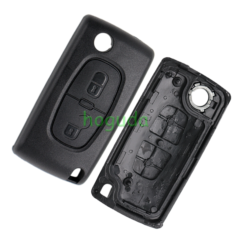 For Peugeot 2 button flip remote key with VA2 307 blade 433Mhz ID46 PCF7961 Chip ASK Model