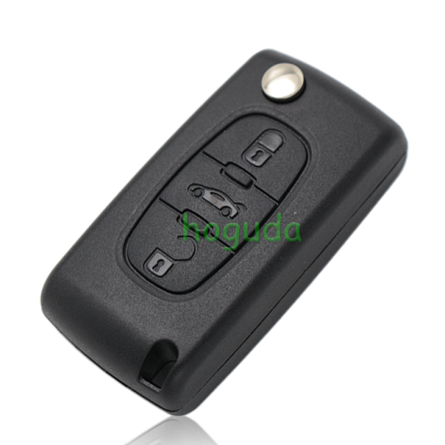 For Peugeot FSK 3 button flip remote key with VA2 307 blade (With trunk button)  433Mhz ID46 Chip