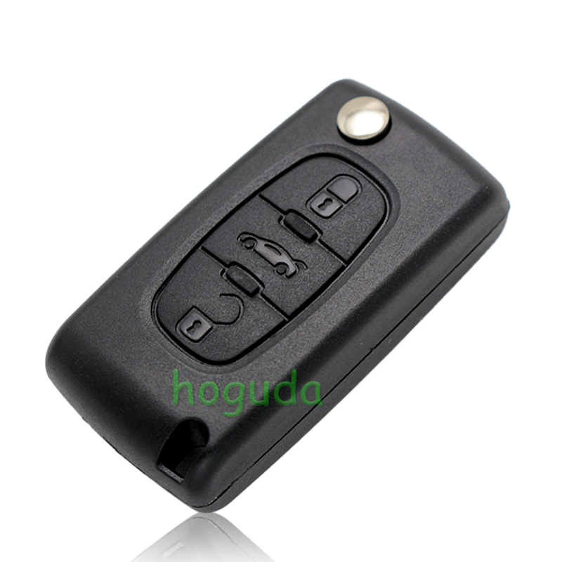 For Citroen ASK 3 button flip remote key with HU83 407 blade ( With trunk button) 433Mhz PCF7941 Chip (Before 2011 year)