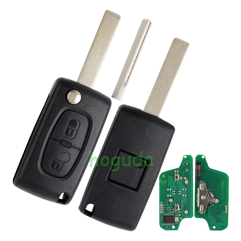 For Peugeot ASK 2 button flip remote key with HU83 407 blade 433Mhz PCF7941 Chip (Before 2011 year)