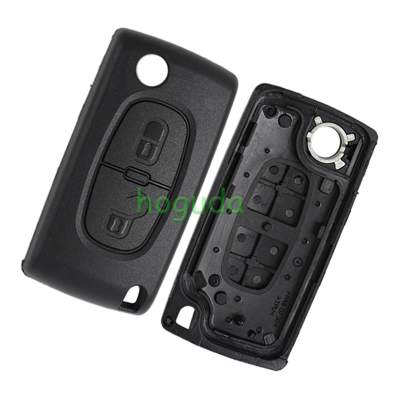 For Peugeot ASK 2 button flip remote key with HU83 407 blade 433Mhz PCF7941 Chip (Before 2011 year)