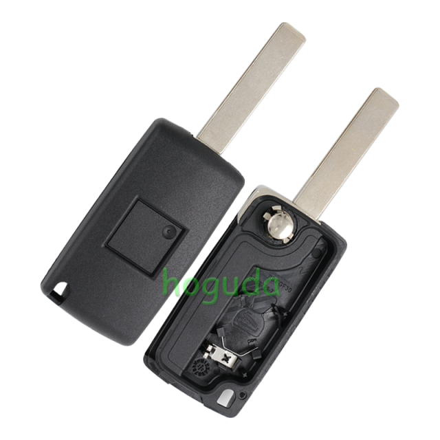 For Peugeot 3 button flip remote key with HU83 407 blade  (With Light button) 433Mhz ID46 PCF7961 Chip ASK Model