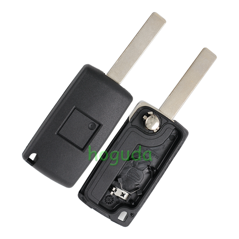 For Peugeot 3 button flip remote key with HU83 407 blade  (With Light button) 433Mhz ID46 PCF7961 Chip ASK Model