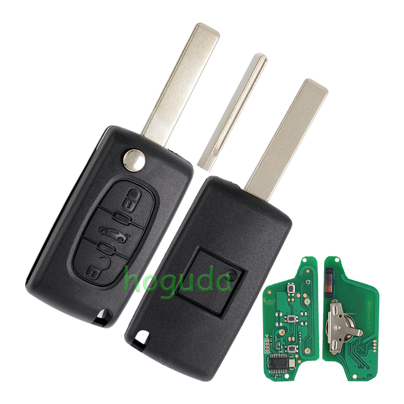 For Citroen ASK 3 button flip remote key with HU83 407 blade ( With trunk button) 433Mhz PCF7941 Chip (Before 2011 year)