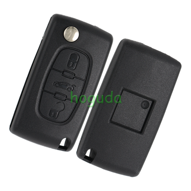 For Peugeot FSK 3 button flip remote key with VA2 307 blade (With trunk button)  433Mhz ID46 Chip