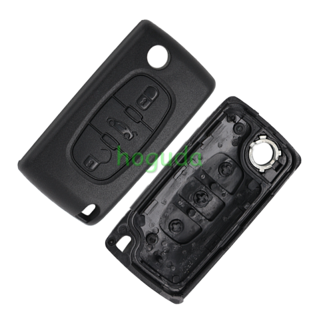 For Citroen ASK 3 button flip remote key with VA2 307 blade (With trunk button)  433Mhz PCF7941 Chip (Before 2011 year)