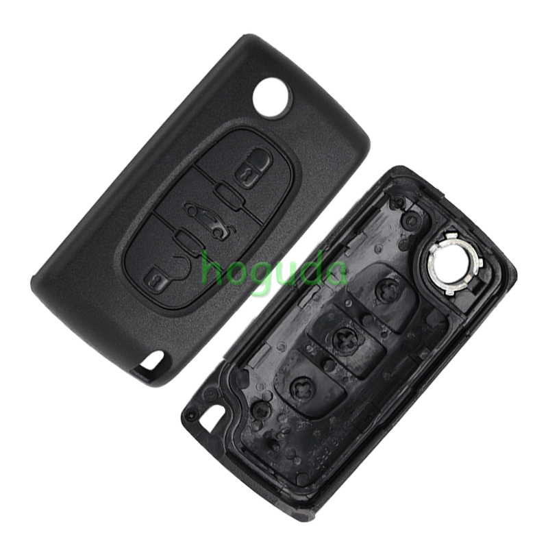 For Citroen ASK 3 button flip remote key with VA2 307 blade (With trunk button)  433Mhz PCF7941 Chip (Before 2011 year)