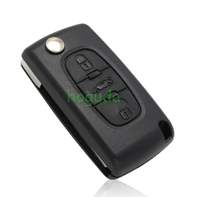 For Citroen 3 button flip remote key with VA2 307 blade (With trunk button)  433Mhz ID46 PCF7961 Chip ASK Model