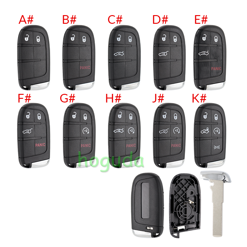 For Chrysler 2/2+1/3/3+1/4+1/5 button flip remote key shell with Key Blade