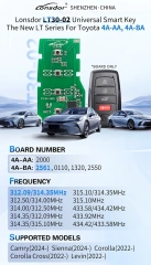 LT30-02 BOARD NUMBER 2561 0110 0320 2550 2000 The latest Toyota 4A smart key solution support frequency 312.09/314.35
