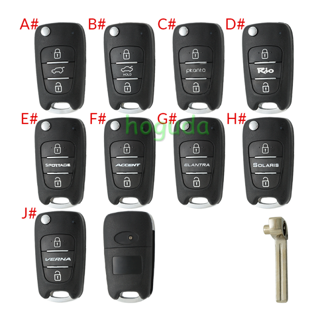 For Hyundai 3 button remote key blank with HY22 blade,please choose the key type