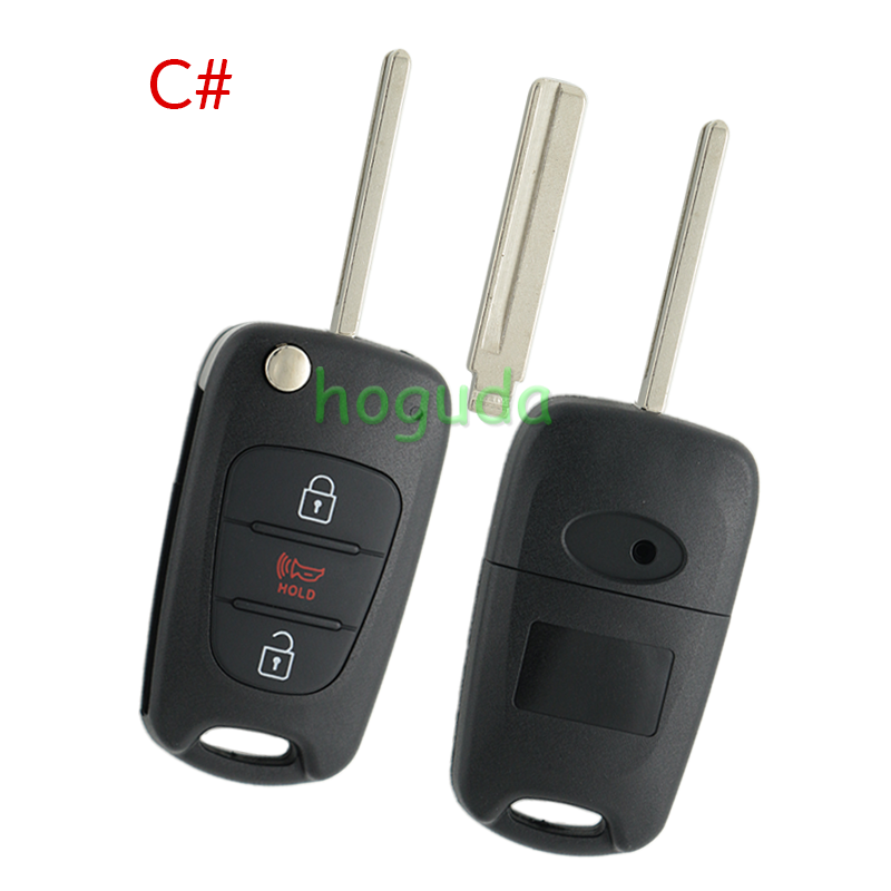 For Hyundai 3 button remote key blank with HY20 left  blade,please choose the key type