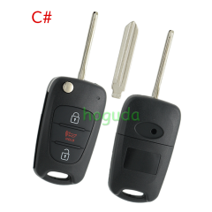 For Hyundai 3 button remote key blank with HY14 left  blade