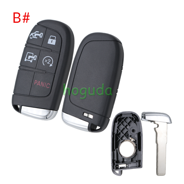 For Chrysler 3 /4 button flip remote key shell with Key Blade