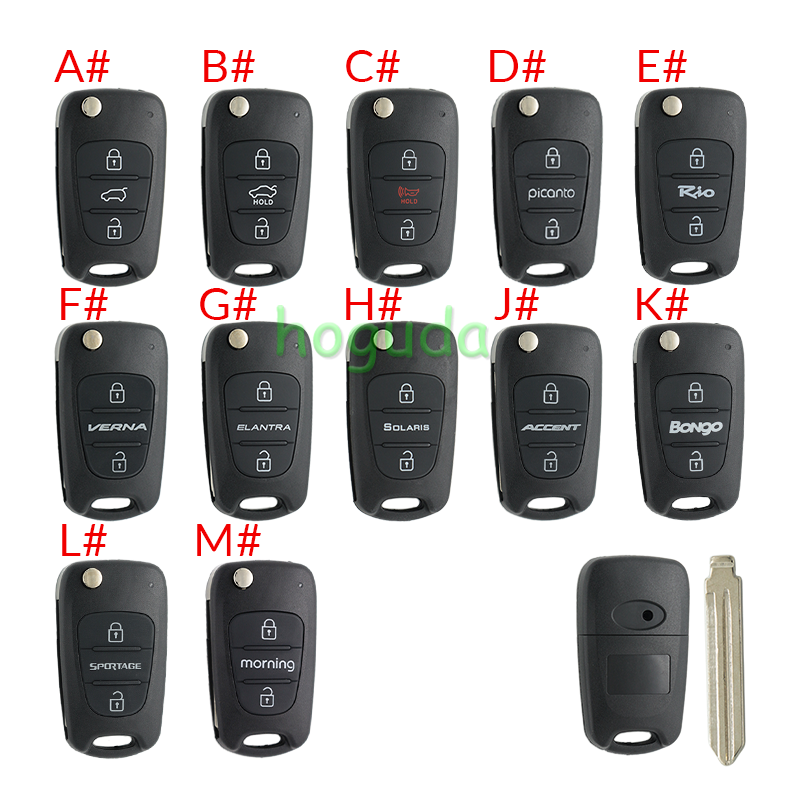 For Hyundai 3 button remote key blank with HY14R right  blade,please choose the key type