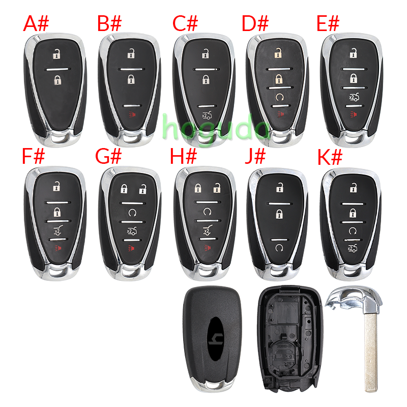 For Chevrolet 2 /2+1/3/3+1/4+1  button remote key blank with logo