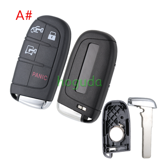 For Chrysler 3 /4 button flip remote key shell with Key Blade