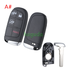 For Chrysler 3 /4 button flip remote key shell with Key Blade