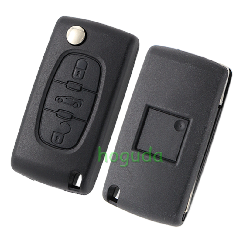 For Peugeot 307 blade 3 button flip remote key shell ( VA2 Blade - Trunk - No battery place )