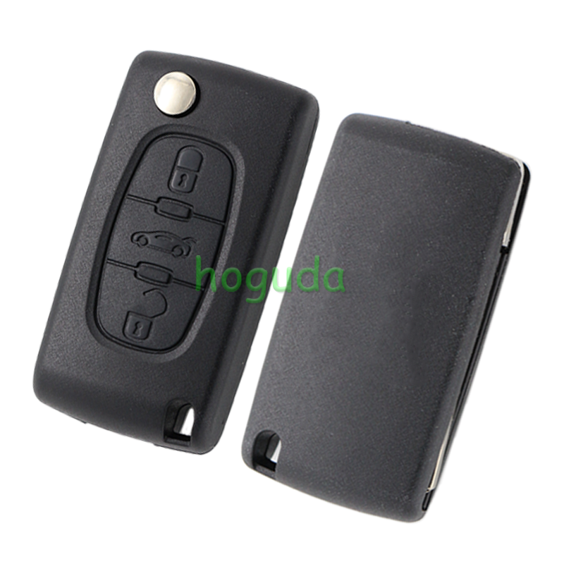 For Peugeot 307 blade 3 button flip remote key blank (VA2 Blade - Trunk - No battery place) (No Logo)