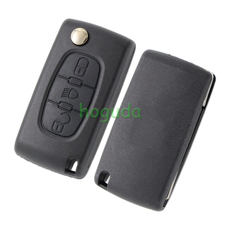 For Peugeot 307 blade 3 button flip remote key blank with light button ( VA2 Blade - 3Button -  Light - No battery place) (No Logo)
