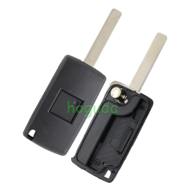 For Peugeot 407 blade 3 button flip remote key shell with light button ( HU83 Blade - Light - No battery place )