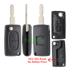 For Peugeot 406 blade 2 buttons flip remote key blank (NE78 Blade - 2Button - No battery place)