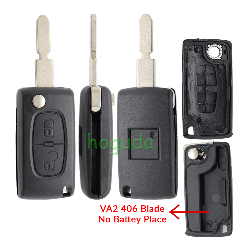 For Peugeot 406 blade 2 buttons flip remote key blank (NE78 Blade - 2Button - No battery place)
