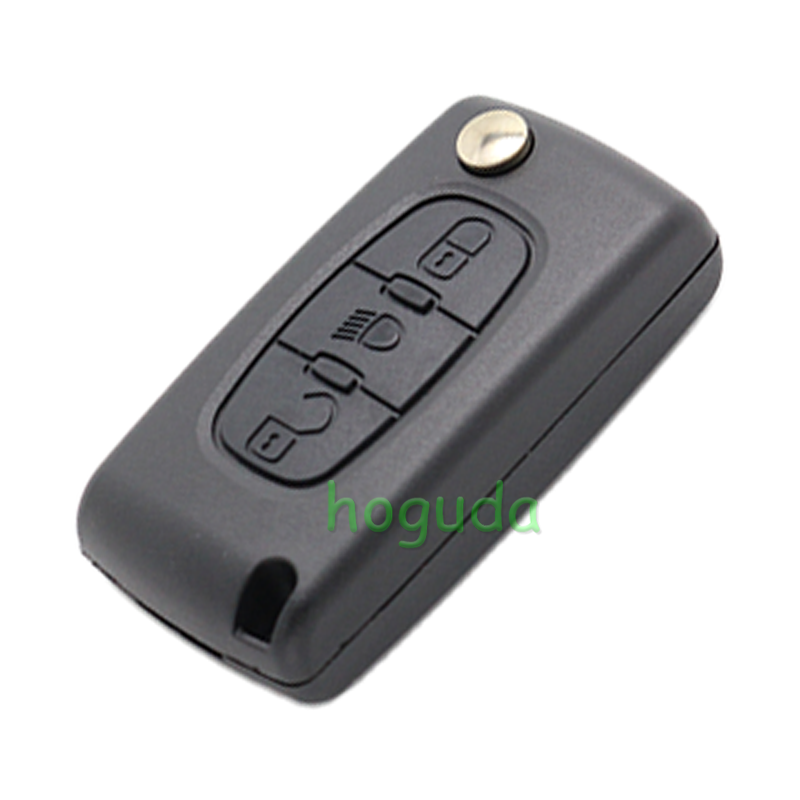 For Peugeot 307 blade 3 button flip remote key shell with light button ( VA2 Blade - 3Button -  Light - No battery place )