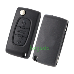 For Peugeot 307 blade 3 button flip remote key blank with trunk button (VA2 Blade - 3Button -  Trunk - With battery place) (No Logo)