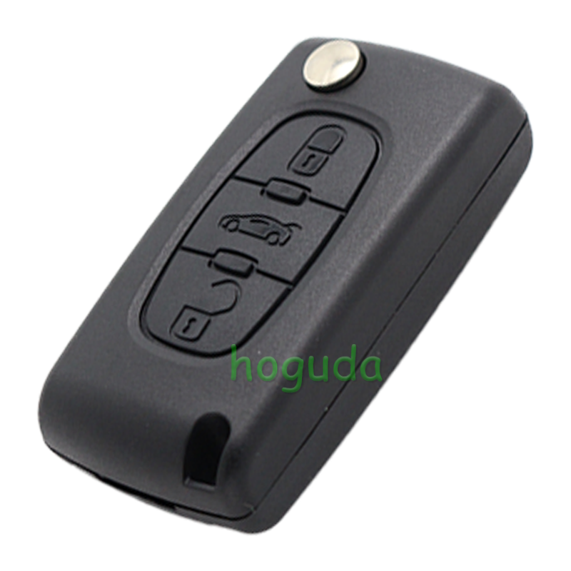 For Peugeot 307 blade 3 button flip remote key shell with trunk button ( VA2 Blade - 3Button - Trunk - With battery place )