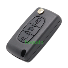 For Peugeot 407 blade 3 button flip remote key shell with light button ( HU83 Blade - Light - No battery place )