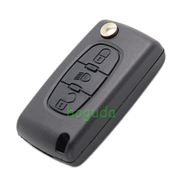 For Peugeot 407 blade 3 button flip remote key shell with light button ( HU83 Blade - Light - No battery place )