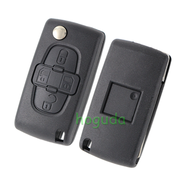 For Peugeot 4 button remote key blank with 407 blade  ( HU83 Blade -4 Button- With battery place )