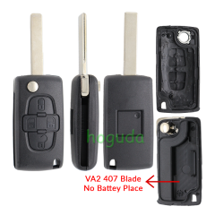 For Peugeot 4 button remote key blank with 407 blade ( HU83 Blade -4 Button- No battery place )