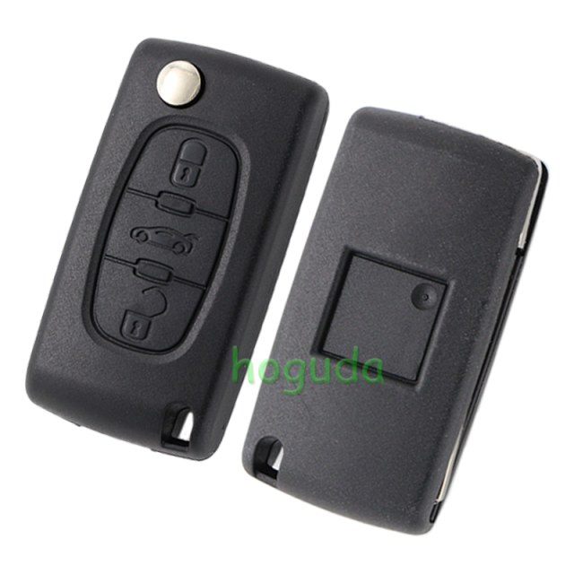 For Peugeot 307 blade 3 button flip remote key shell with trunk button ( VA2 Blade - 3Button - Trunk - With battery place )
