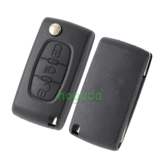 For Peugeot 407 blade 3 button flip remote key blank with light button ( HU83 Blade - Light - No battery place) (No Logo)