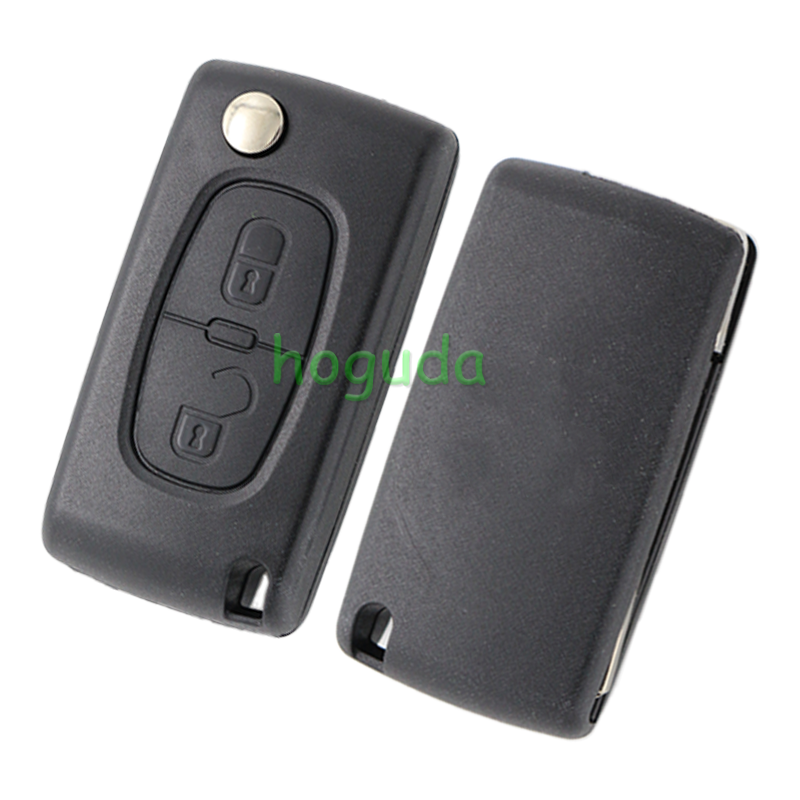 For Peugeot 407 blade 2 buttons flip remote key blank ( HU83 Blade - 2Button - No battery place ) (No Logo)