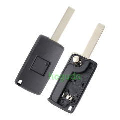 For Peugeot 407 blade 3 button flip remote key shell with trunk button ( HU83 Blade - Trunk - With battery place )