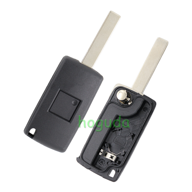 For Peugeot 407 blade 3 button flip remote key shell with trunk button ( HU83 Blade - Trunk - With battery place )