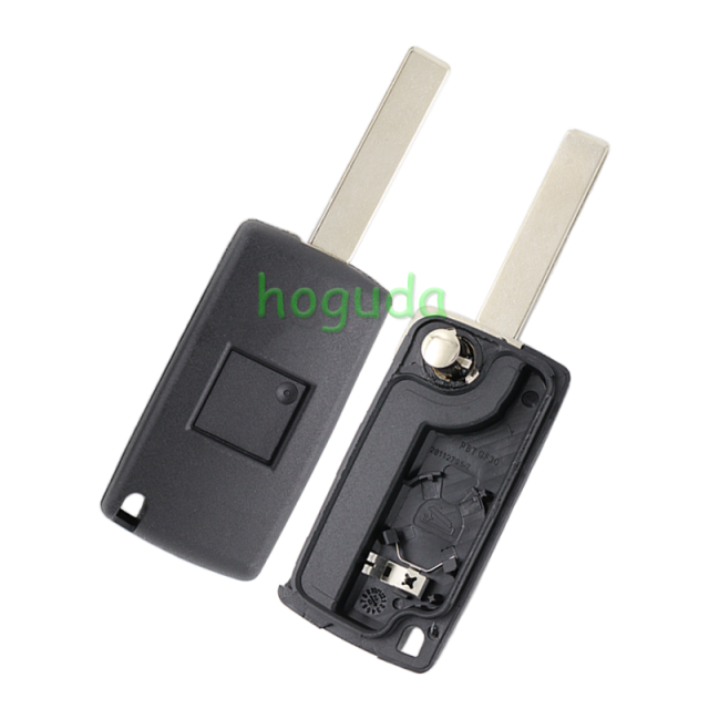 For Peugeot 407 blade 2 buttons flip remote key shell ( HU83 Blade-2Button-With battery place )