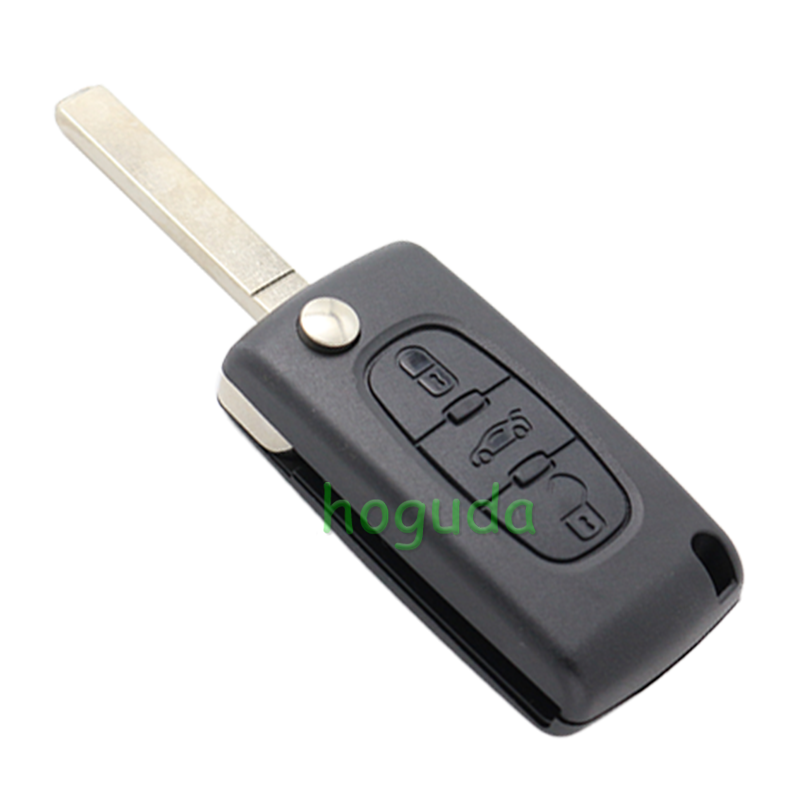 For Peugeot 307 blade 3 button flip remote key shell ( VA2 Blade - Trunk - No battery place )