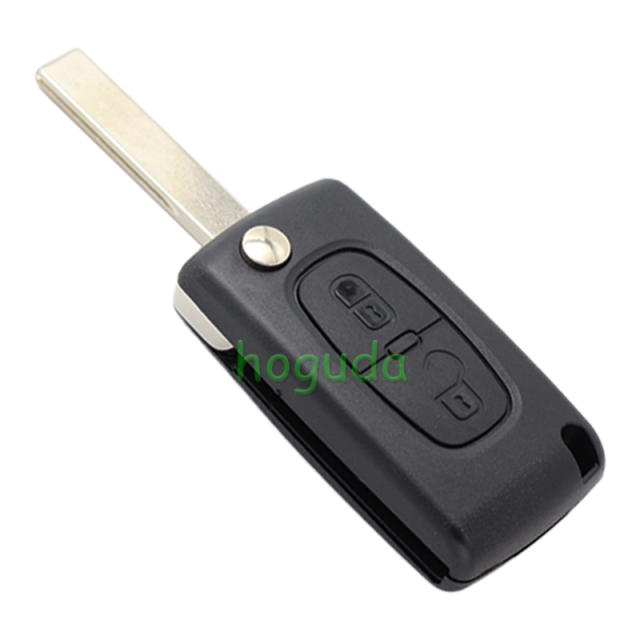For Peugeot 407 blade 2 buttons flip remote key shell ( HU83 Blade-2Button-With battery place )