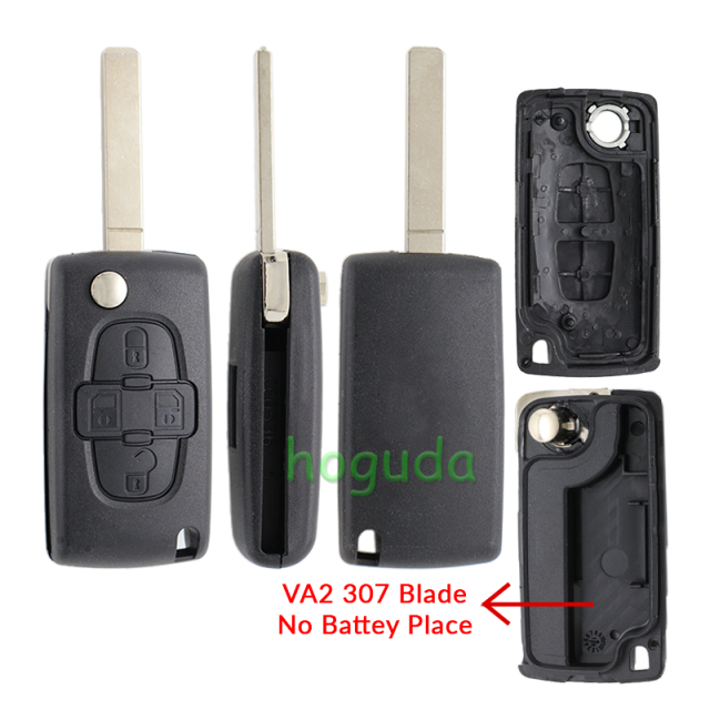 For Peugeot 4 button remote key blank with 307 blade  ( VA2 Blade -4 Button- No battery place) (No Logo)