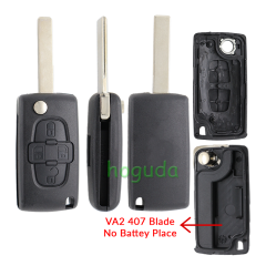 For Peugeot 4 button remote key blank with 407 blade ( HU83 Blade -4 Button- No battery place) (No Logo)